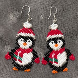 Penguin Delica Beaded Earrings
